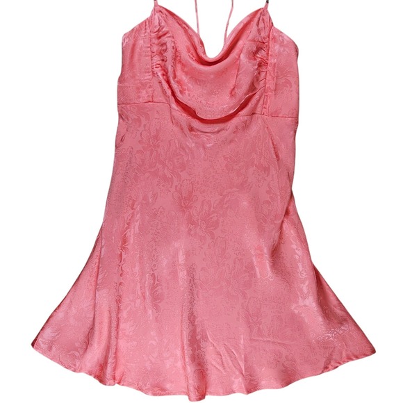 For Love Lemons Mini Dress Pink XL Floral Lace Up Corset Rhinestone Straps Flowy - Picture 11 of 14